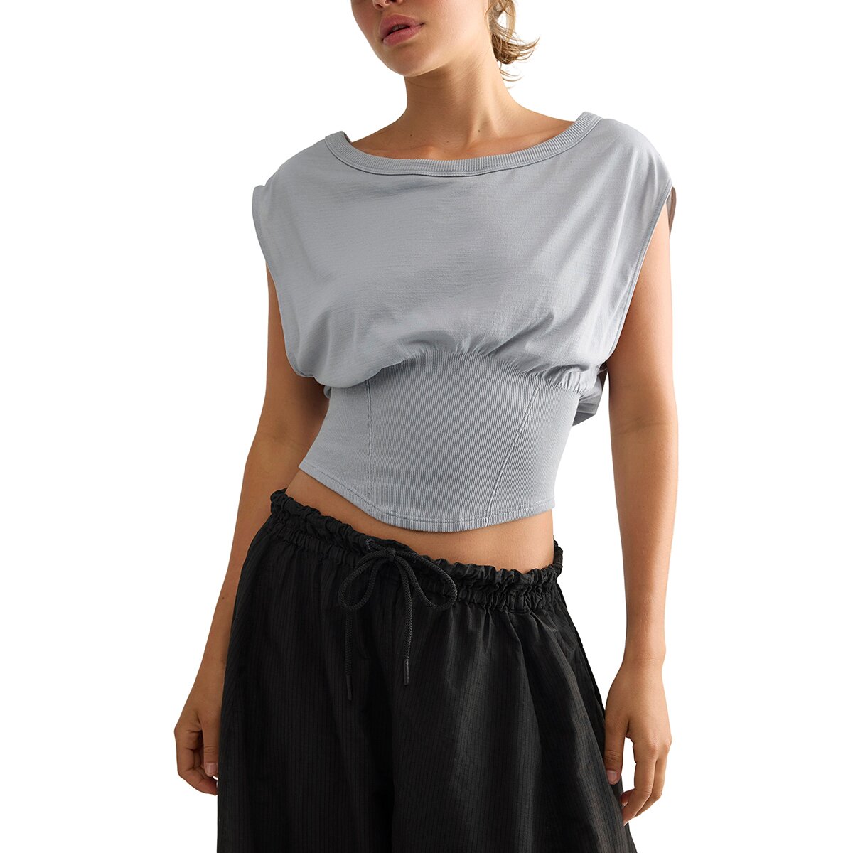 Image of FP Movement Light Of Day Banded T-Shirt - Women's Heather Grey, M/L