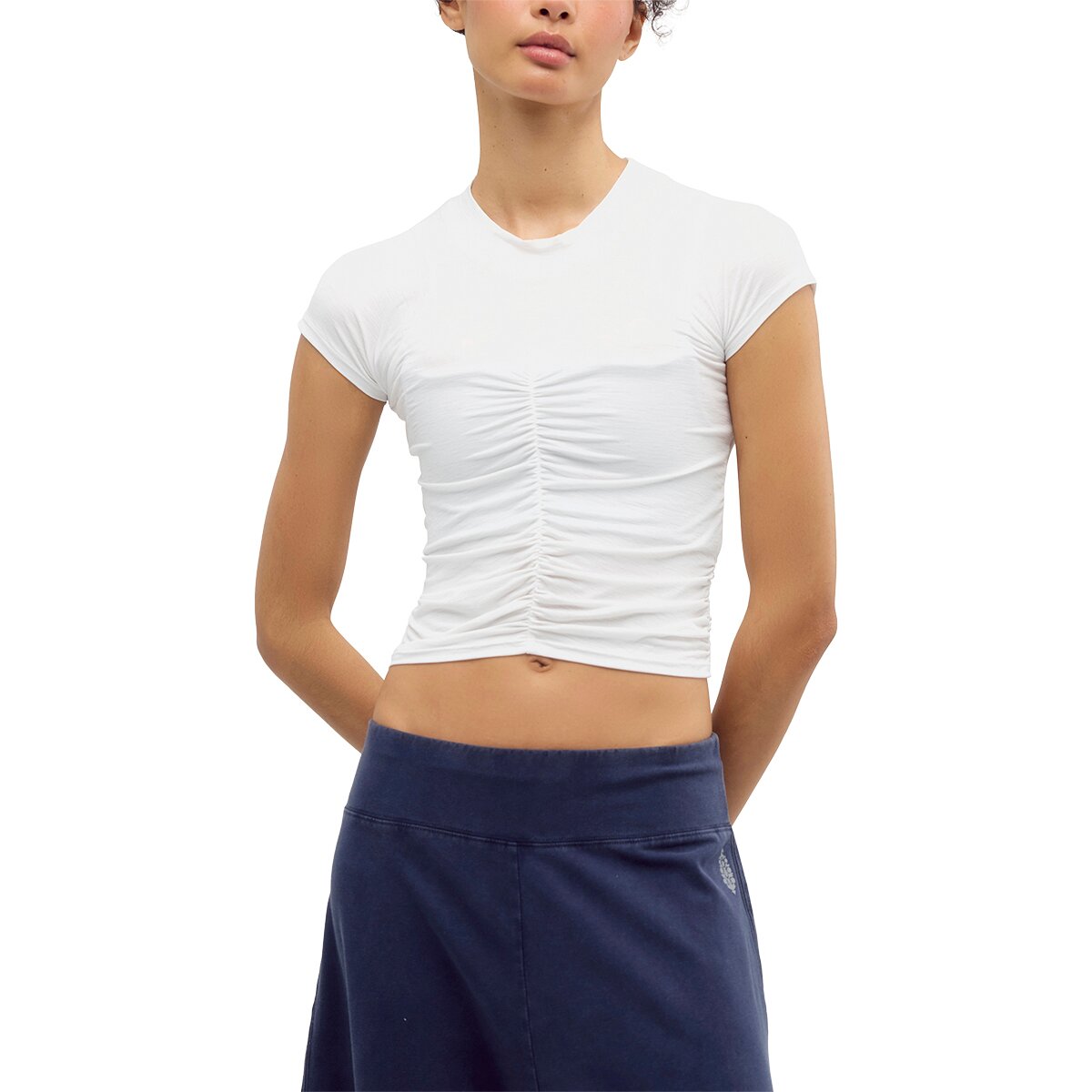 Image of FP Movement Tempo Ruched Short-Sleeve Shirt - Women's White, L