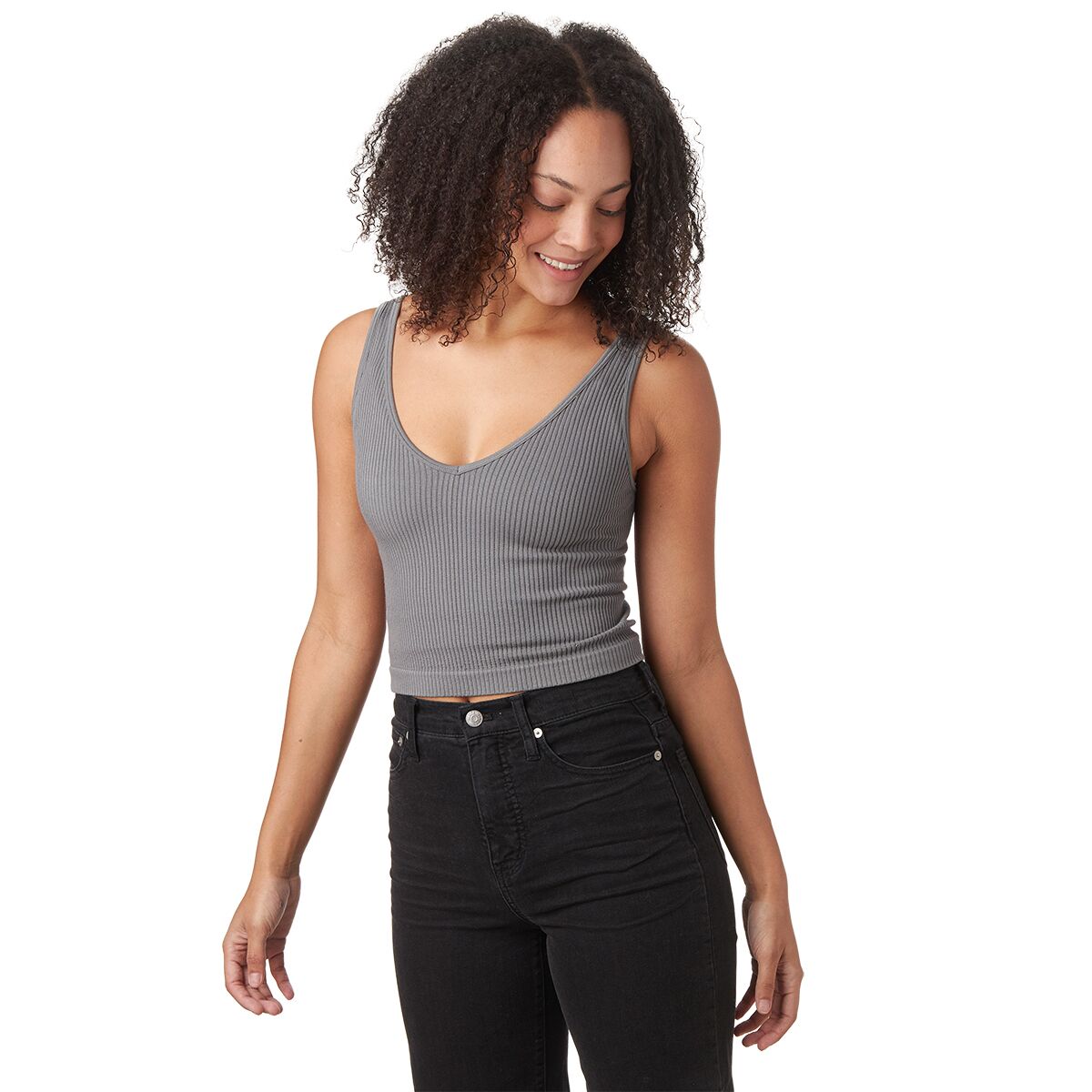 Image of Free People Solid Rib Brami - Women's Grey, L/XL