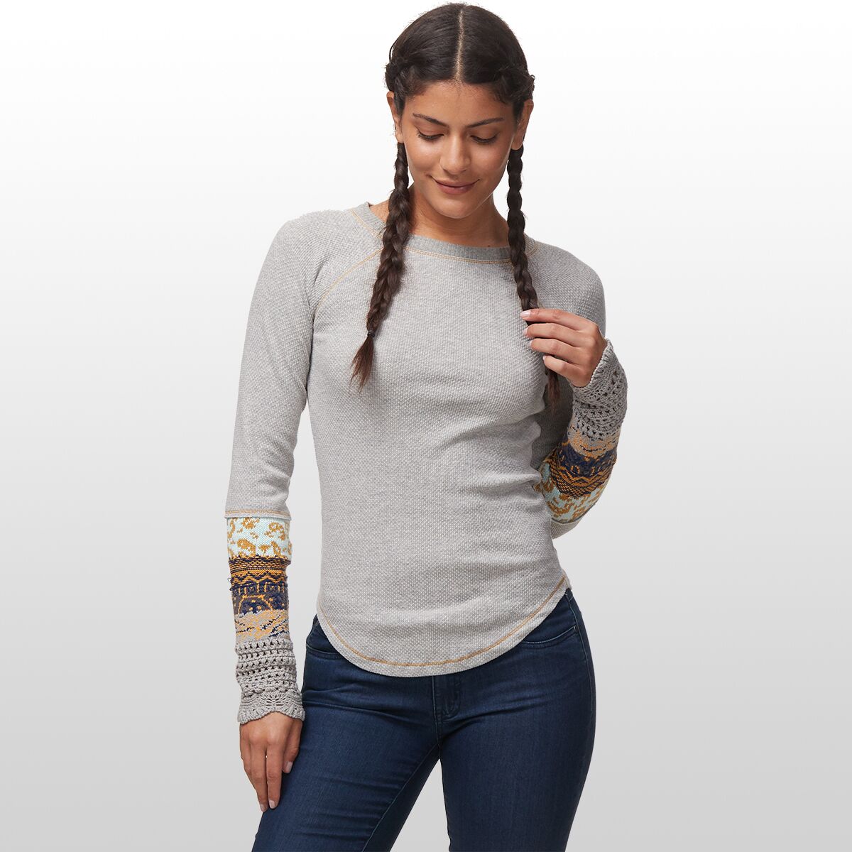 Free people mixed up cuff thermal top