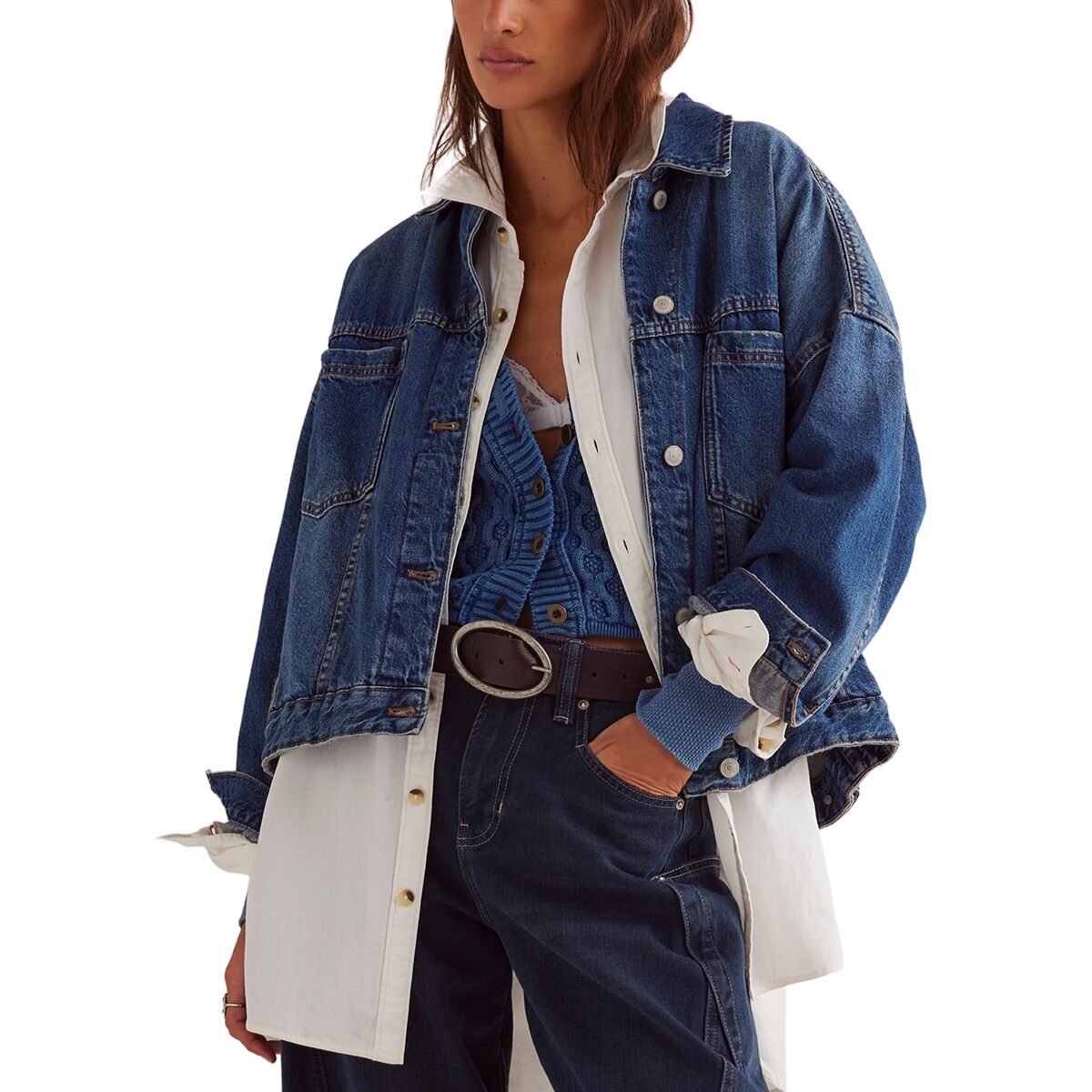 Image of Free People Opal Swing Denim Jacket - Women's Got The Blues, XL