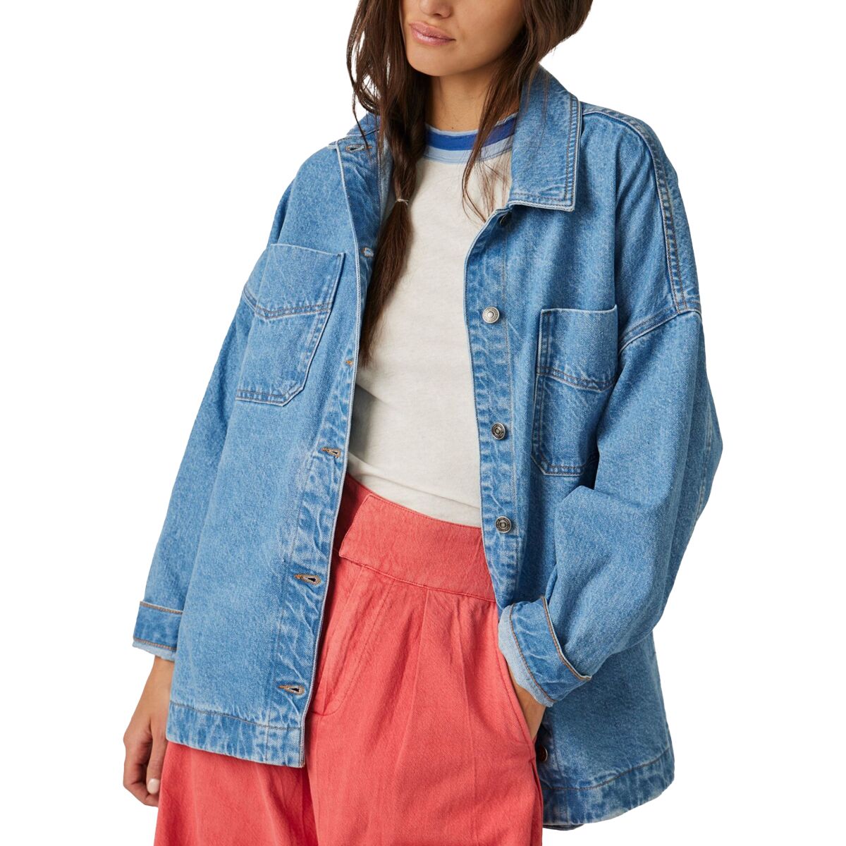 Free People Free People Madison City Denim Jacket - Women's Solar Wash, XL