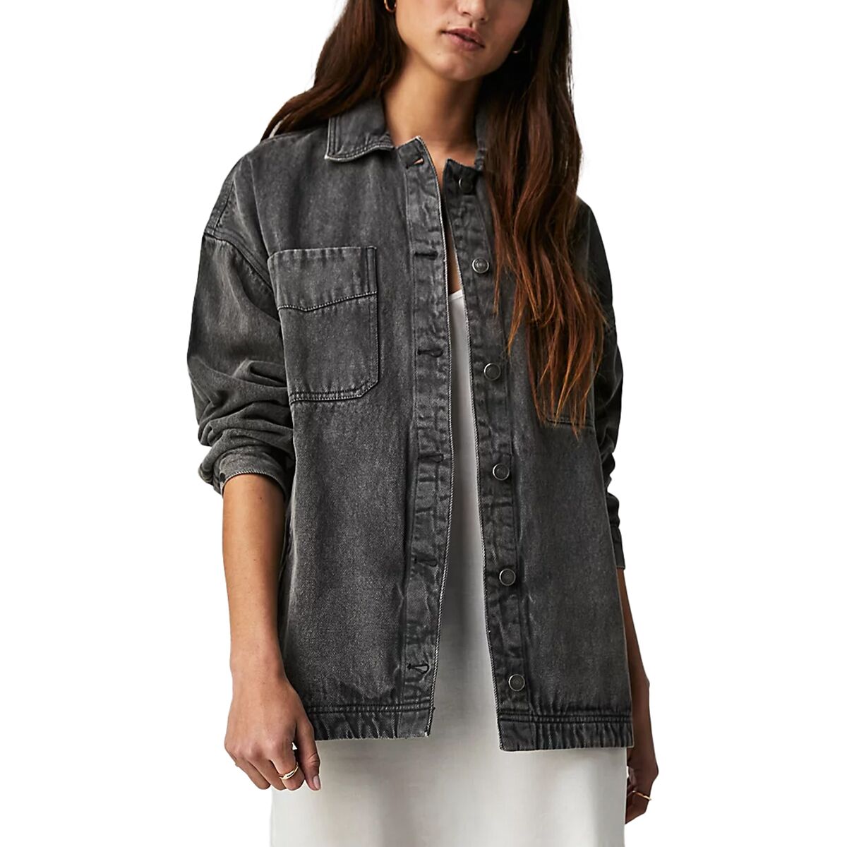 Free People Free People Madison City Twill Jacket - Women's Washed Black, L