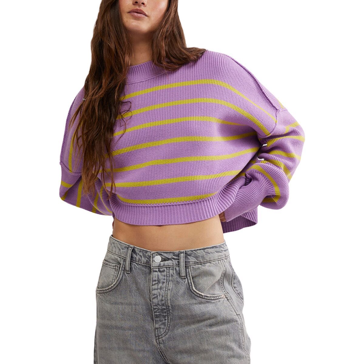 Free People Stripe Easy Street Crop Sweater - Women