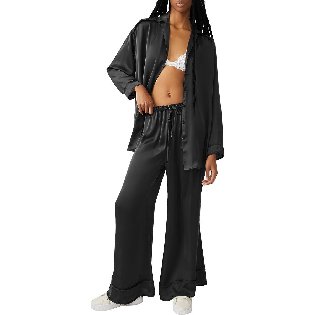 Free People Dreamy Days Solid Pj Set - Women's Washed Black, S