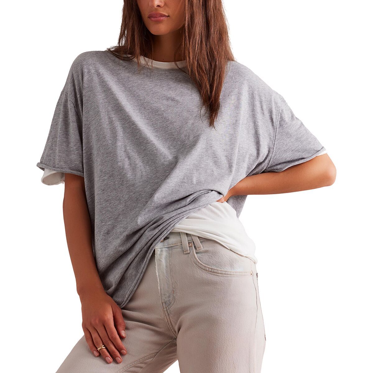 Image of Free People Nina T-Shirt - Women's Heather Grey, XS