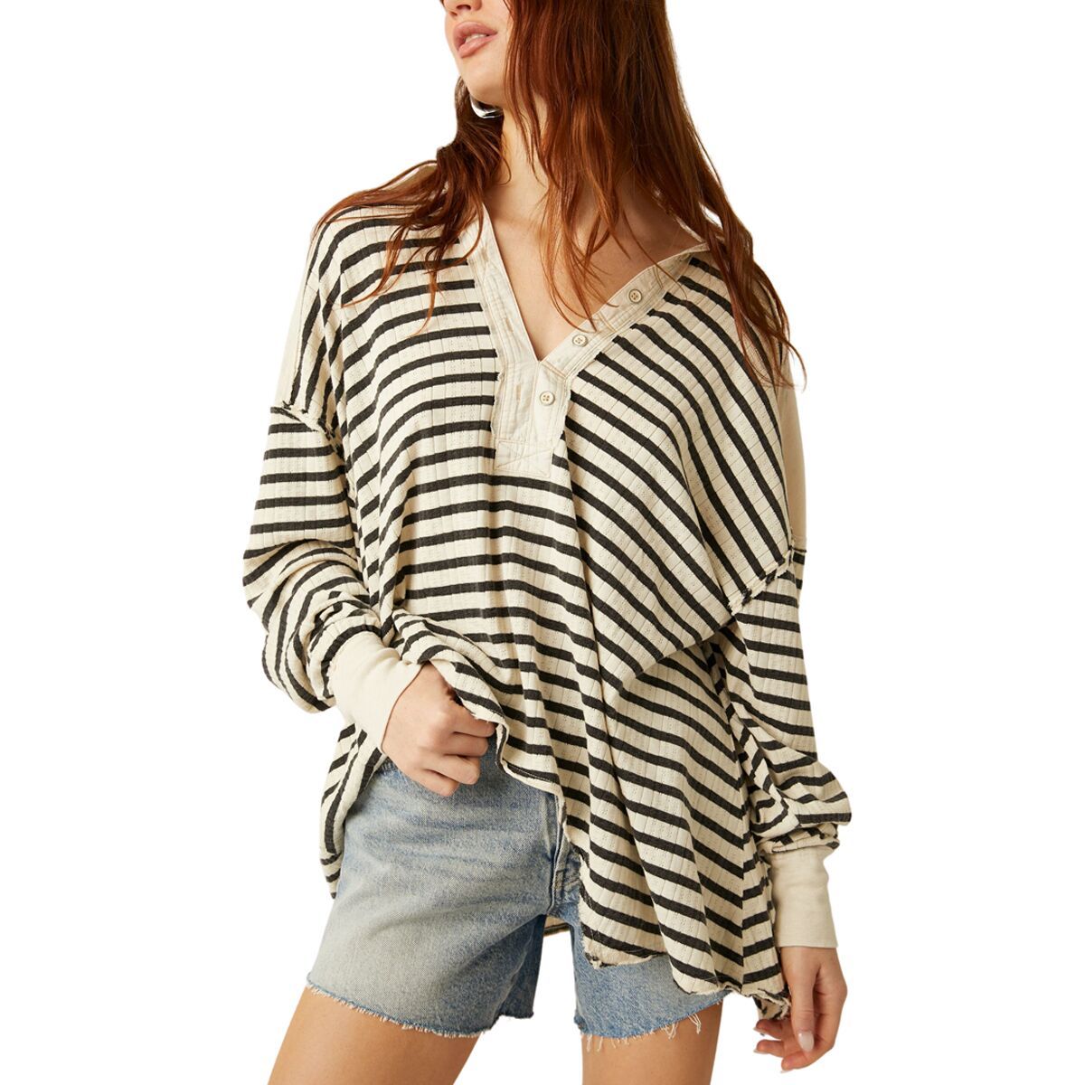 Free People All For You Polo - Women's Cream Combo, M