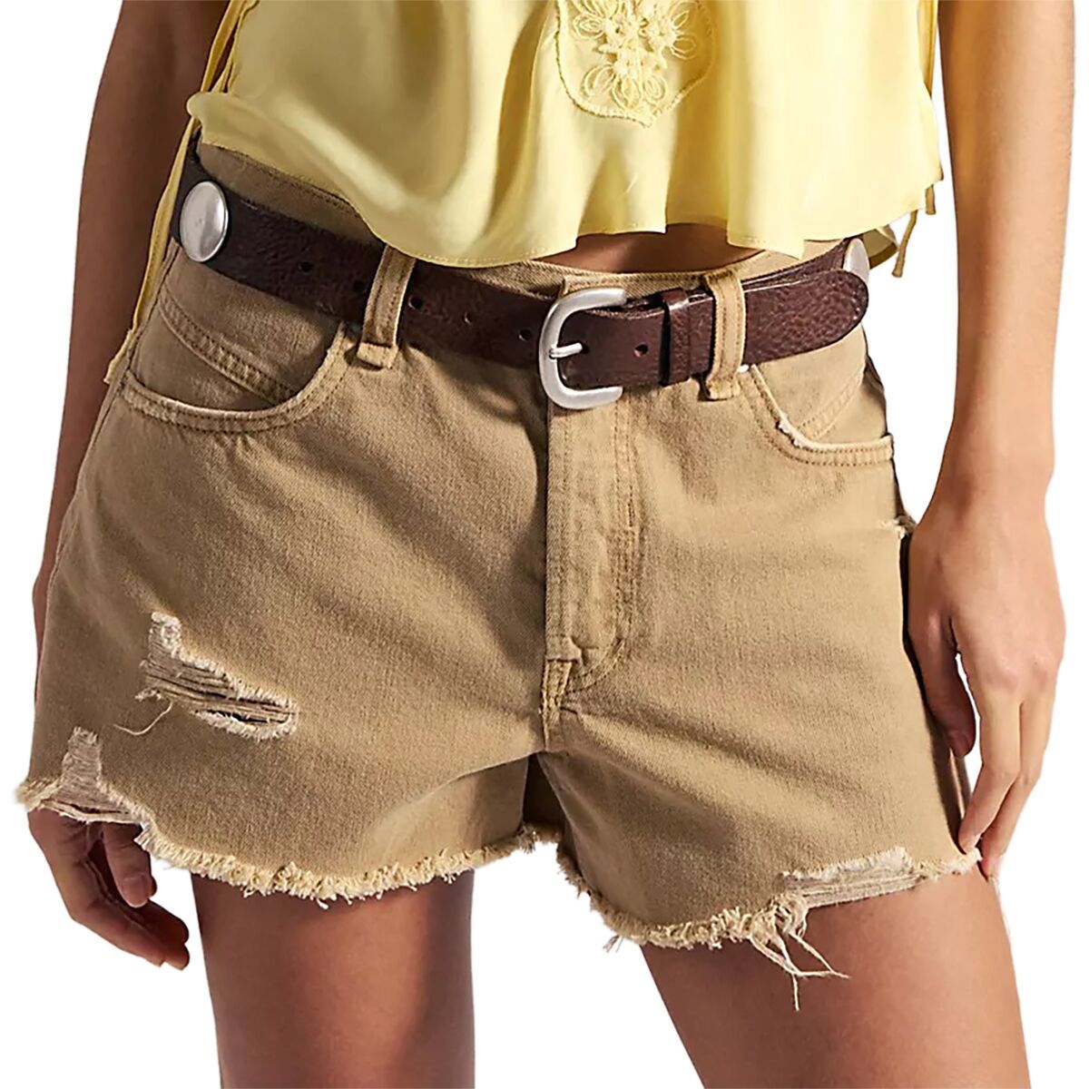 Image of Free People Now Or Never Denim Short - Women's Oat Latte, 28