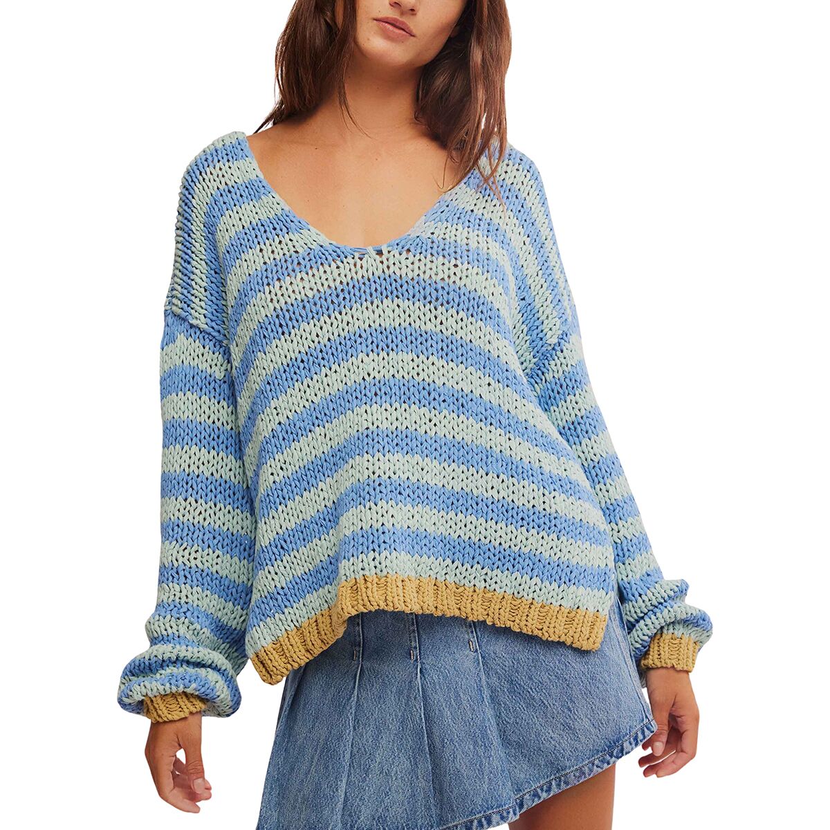 Image of Free People Portland Pullover - Women's Blue Lake Combo, L