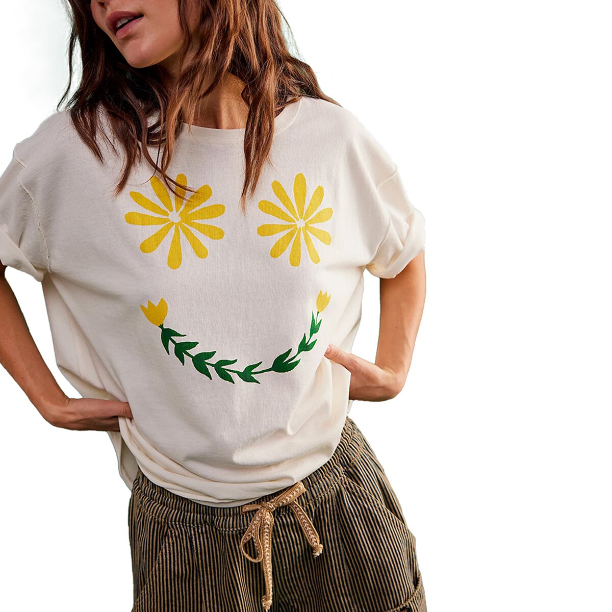 Free People Free People Sunshine Smiles T-Shirt - Women's Ivory Combo, M