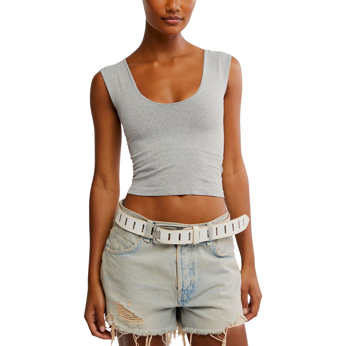 Image of Free People Clean Lines Muscle Cami - Women's Heather Grey, L/XL