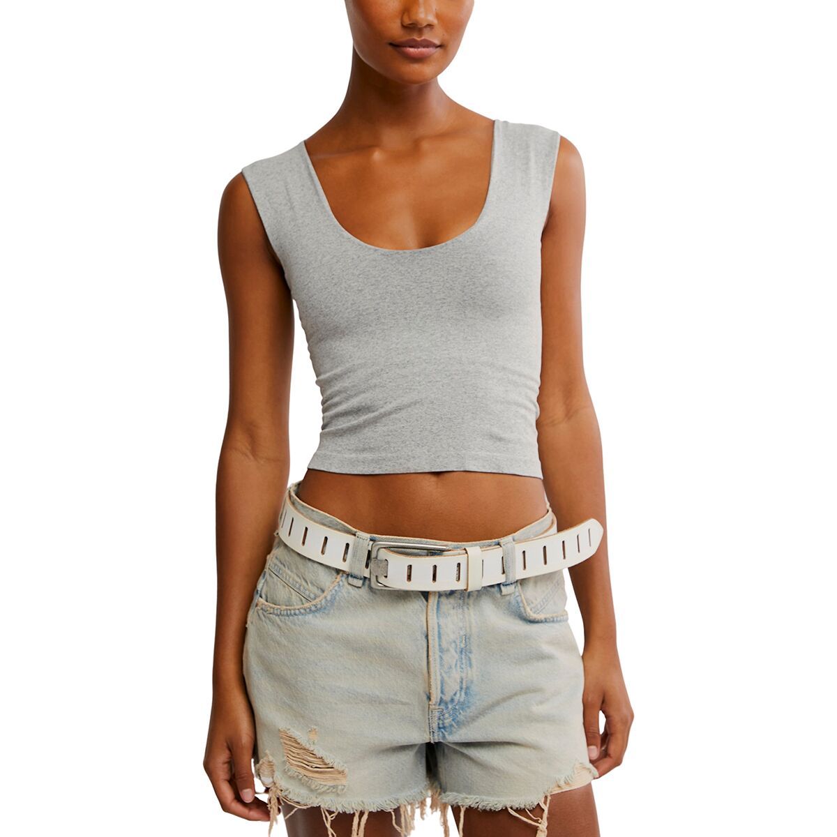 Image of Free People Clean Lines Muscle Cami - Women's Heather Grey, L/XL