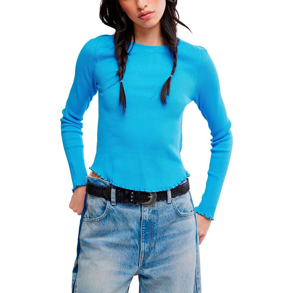 Image of Free People Easy Does It Long-Sleeve T-Shirt - Women's Azure Blue, S