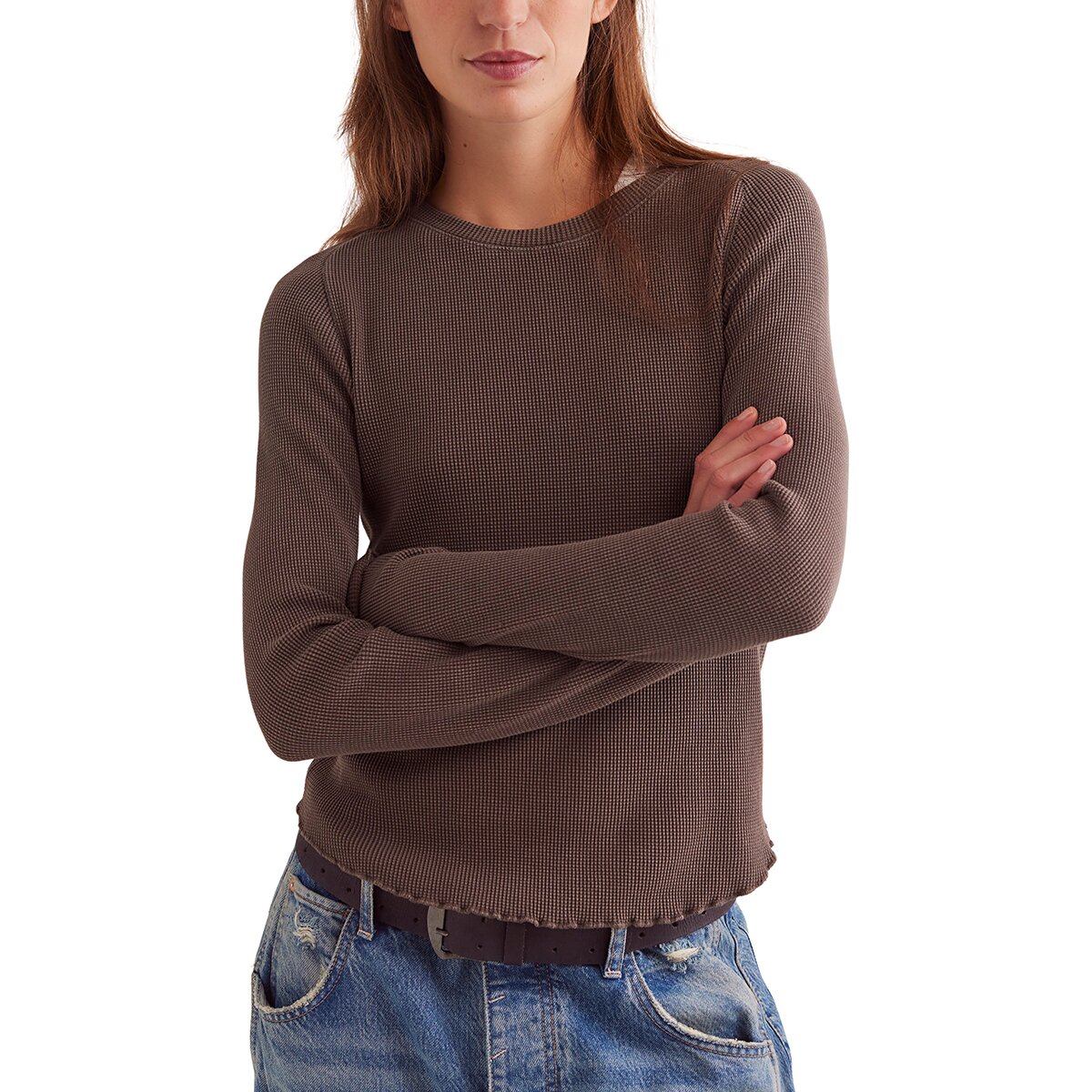 Image of Free People Easy Does It Long-Sleeve T-Shirt - Women's Double Espresso, L