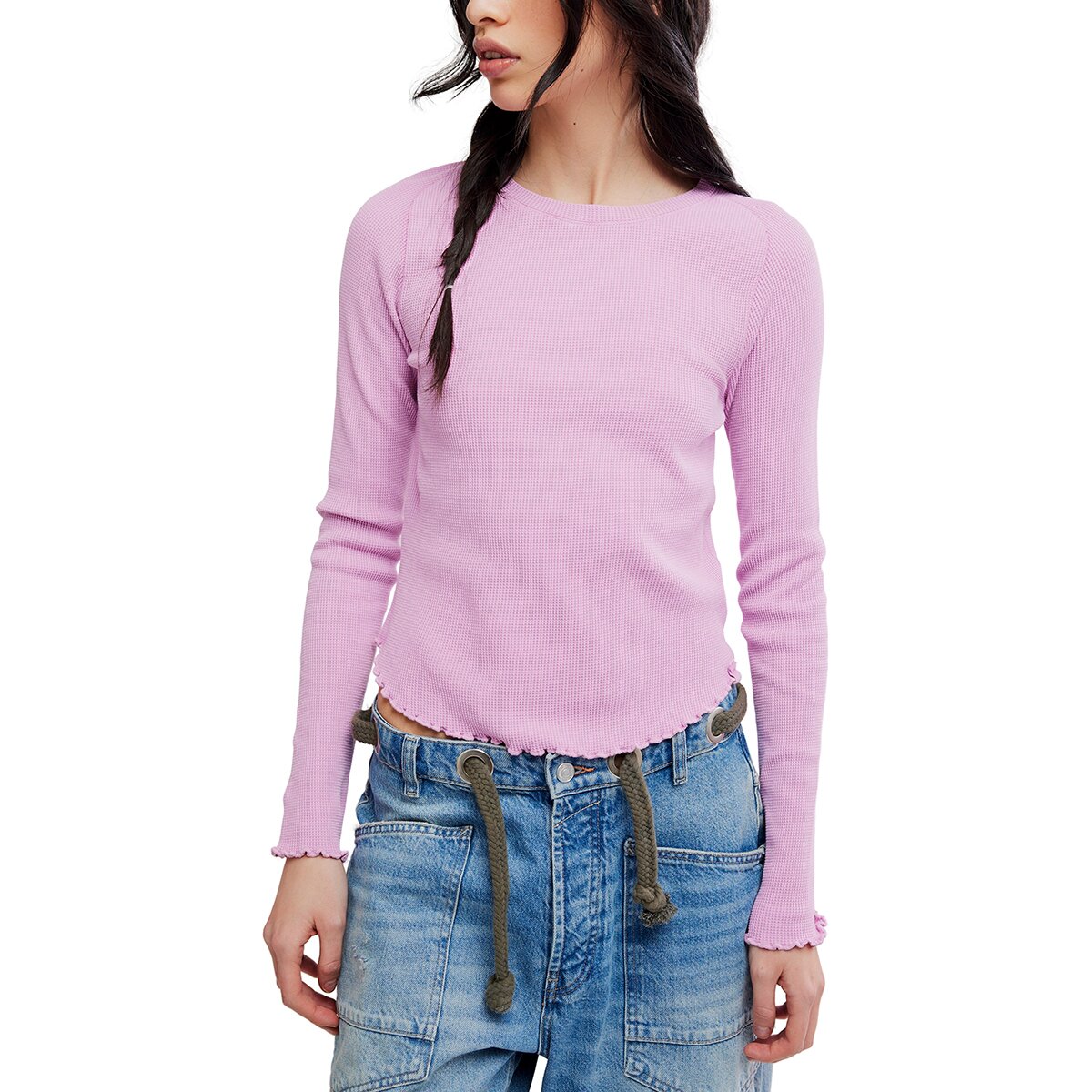 Image of Free People Easy Does It Long-Sleeve T-Shirt - Women's Hummingbird Pink, L