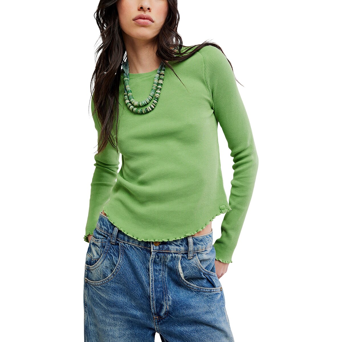 Image of Free People Easy Does It Long-Sleeve T-Shirt - Women's Jade, L