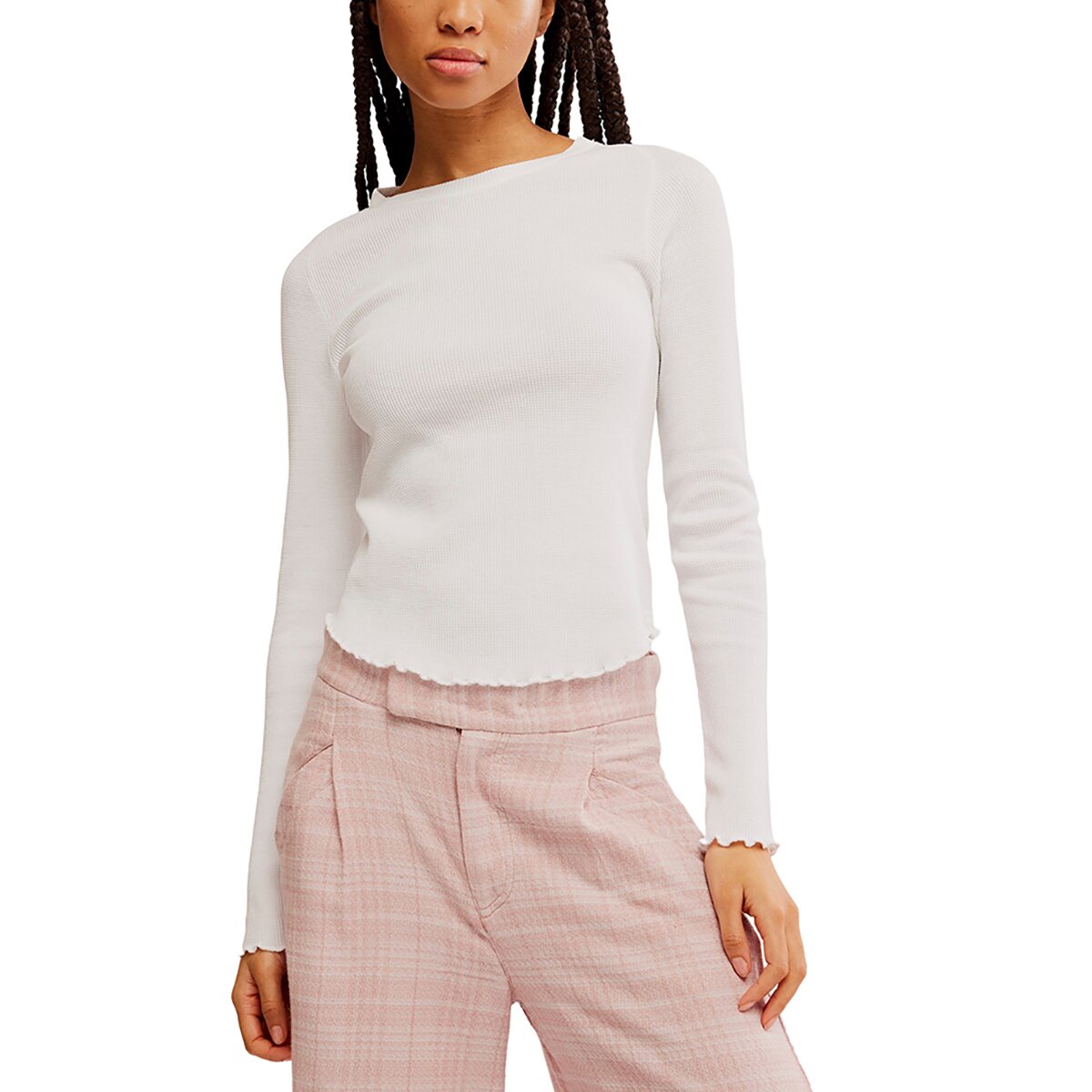 Image of Free People Easy Does It Long-Sleeve T-Shirt - Women's White, XS