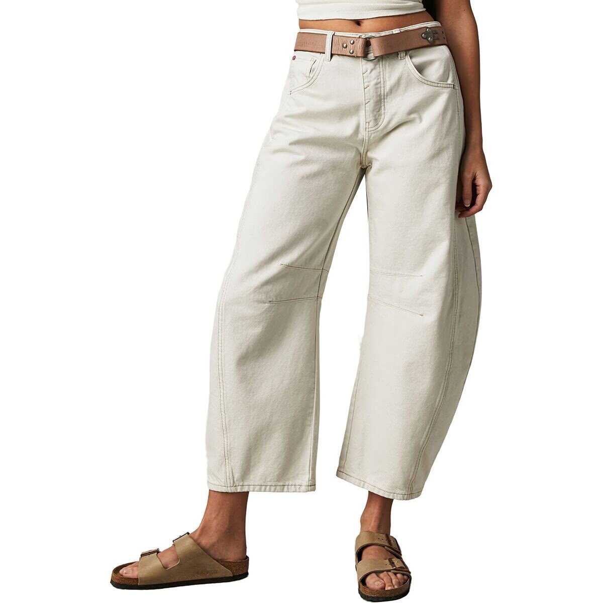 Image of Free People Good Luck Mid Rise Barrel Pant - Women's Milk, 27