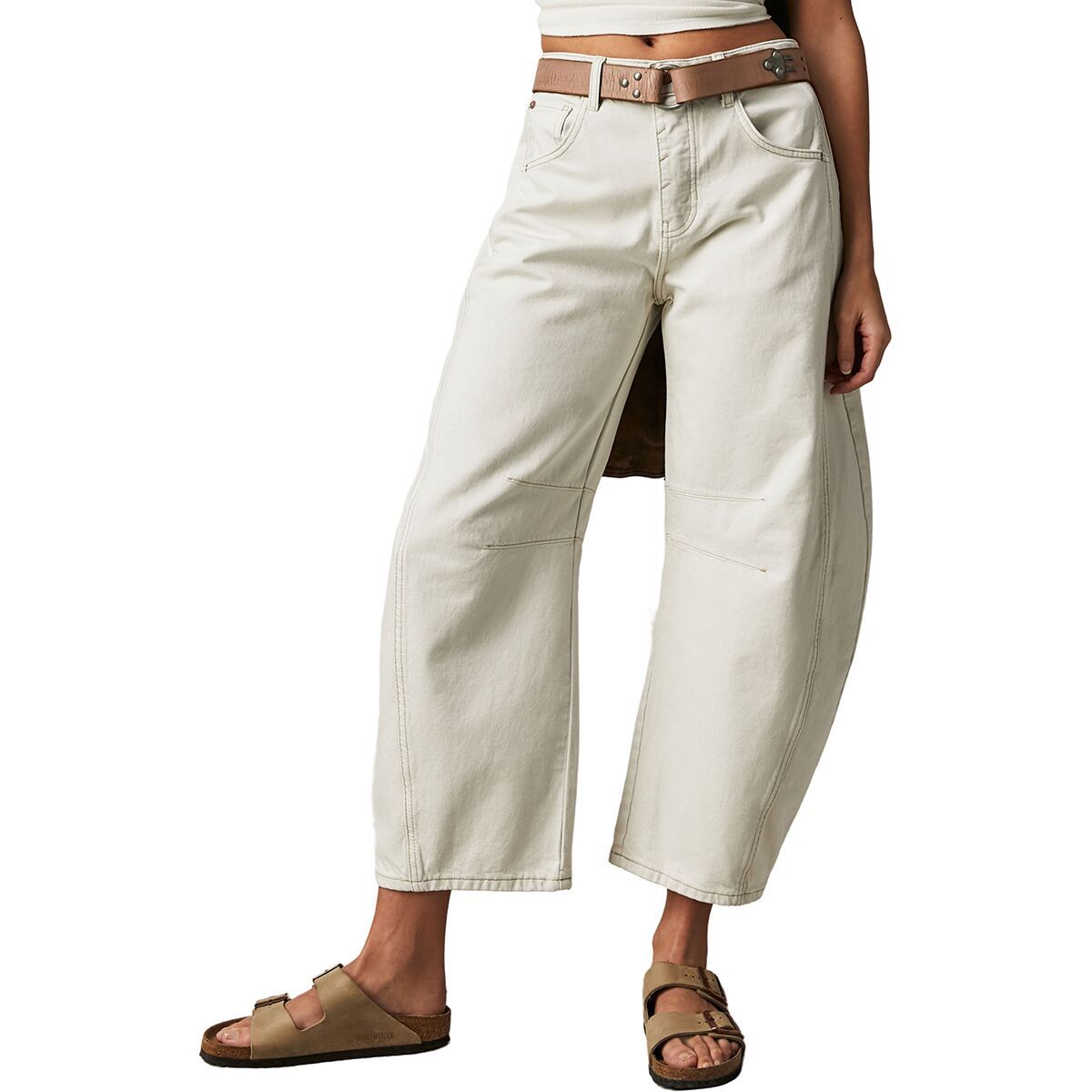 Image of Free People Good Luck Mid Rise Barrel Pant - Women's Milk, 31