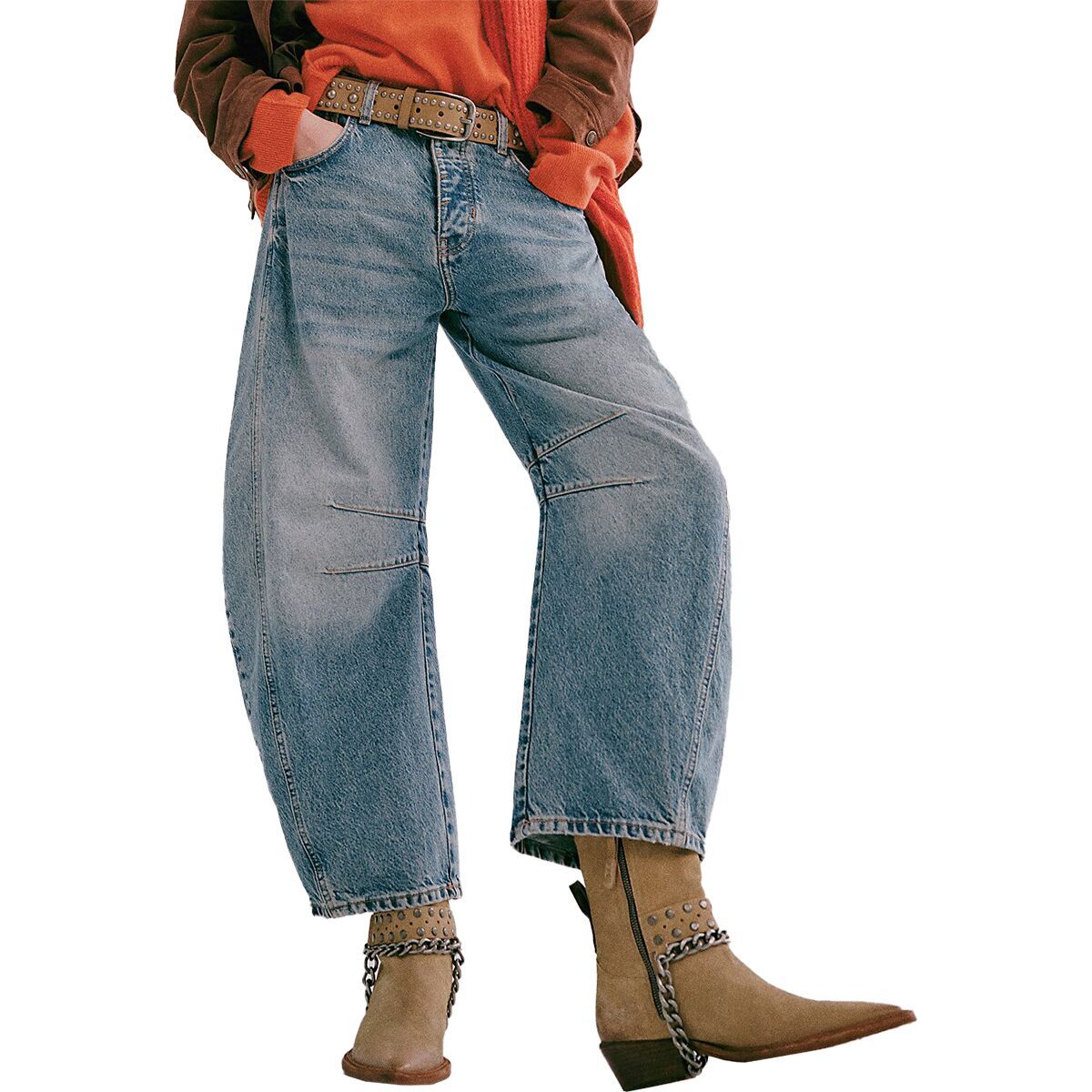 Image of Free People Good Luck Mid Rise Barrel Pant - Women's Ultra Light Beam, 27