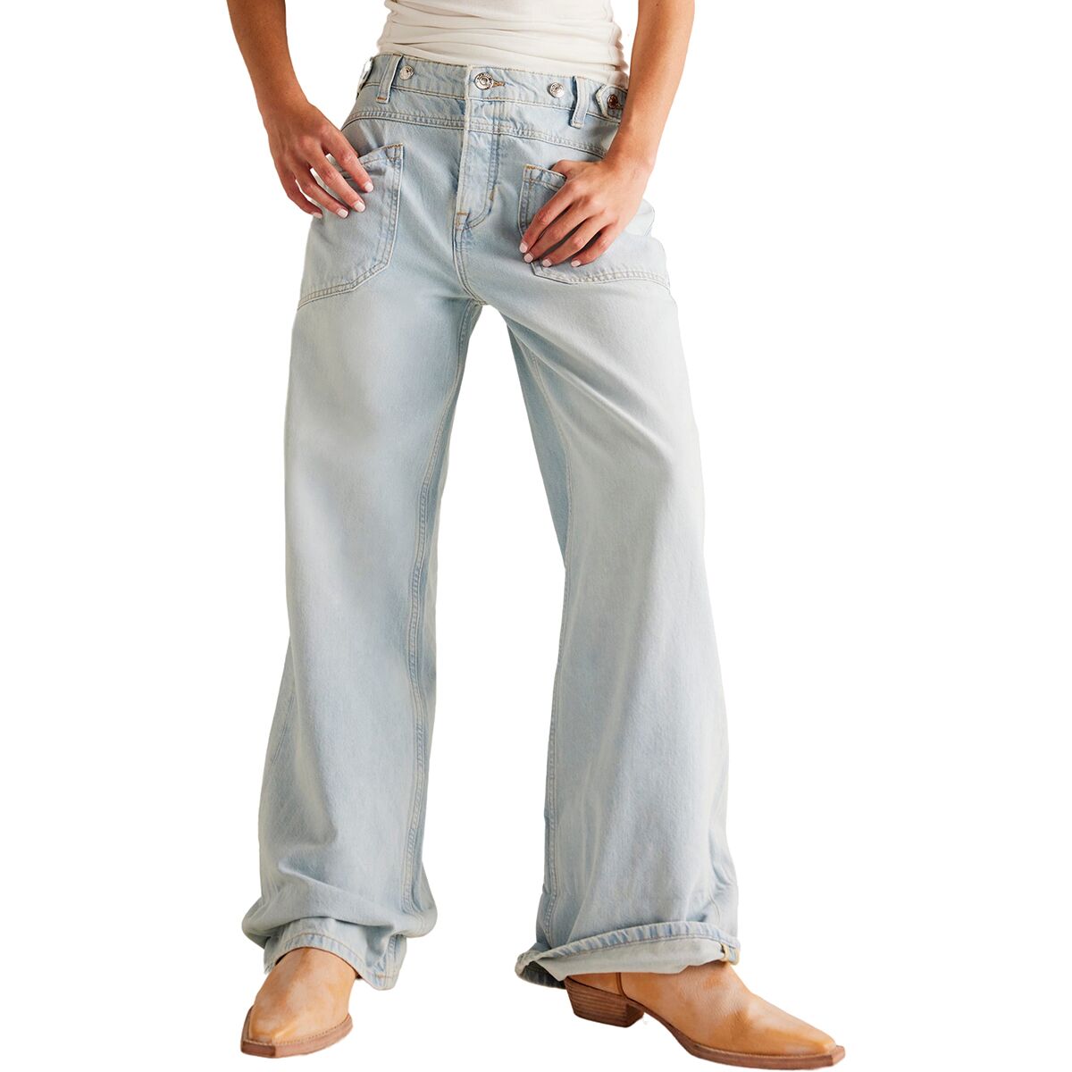 Image of Free People Palmer Cuffed Jean - Women's Daydream Blue, 28