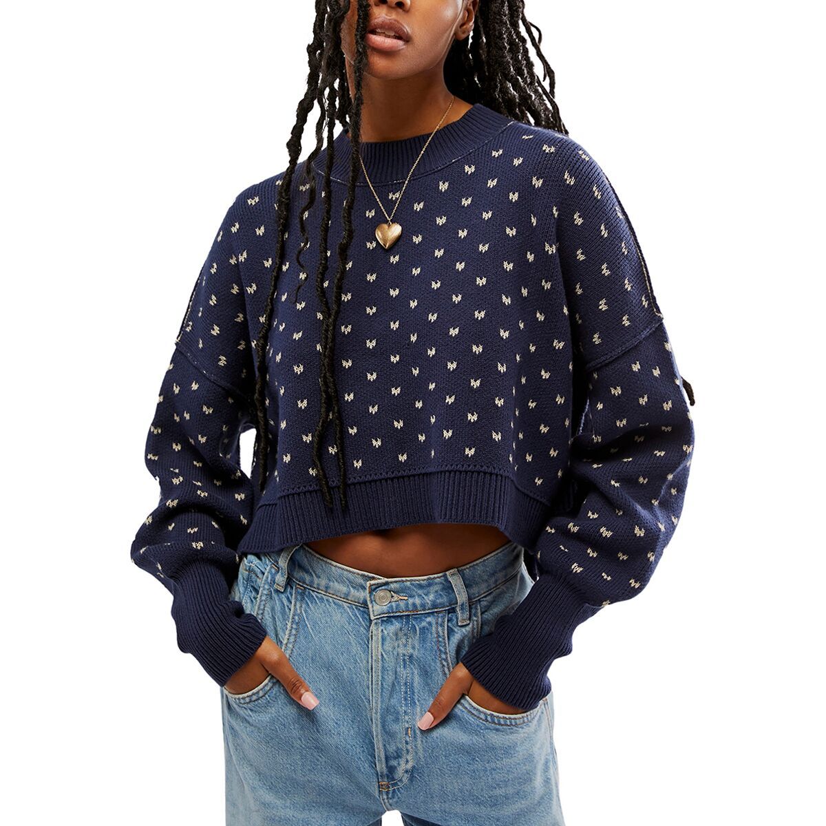 Free People Pattern Easy Street Cropped Sweater - Women