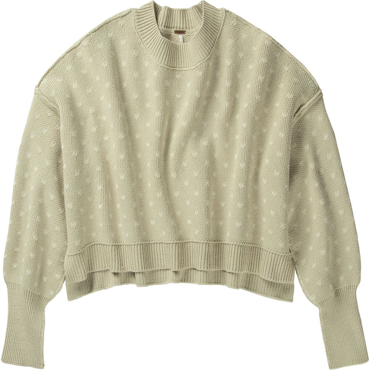 Image of Free People Pattern Easy Street Cropped Sweater - Women's Oatmeal Combo, XL