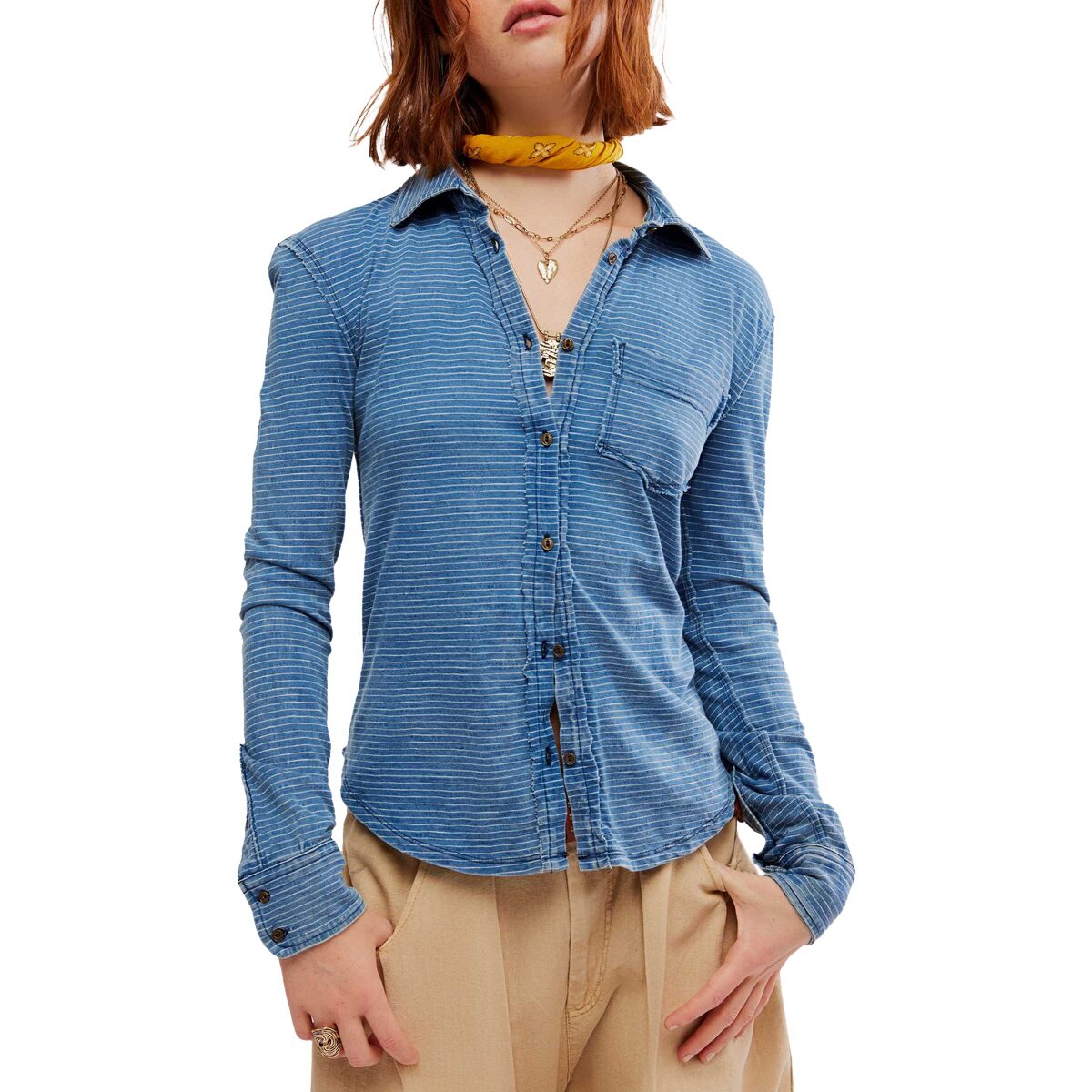 Free People Free People Blue Blue Shirting - Women's Indigo Combo, M