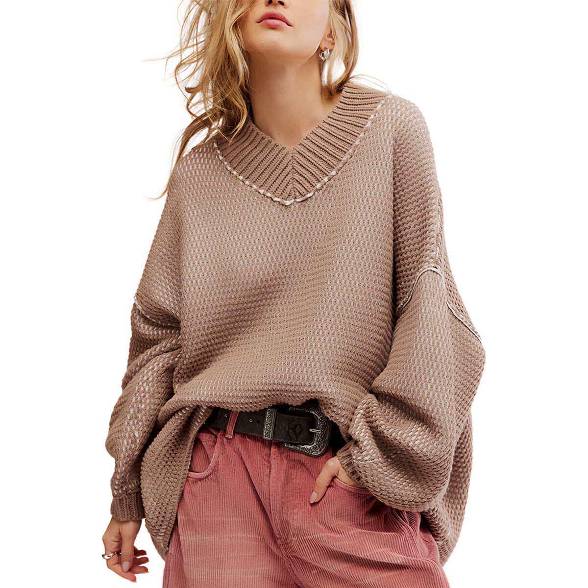 Free People Maisie Sweater - Women's Stucco Combo, L