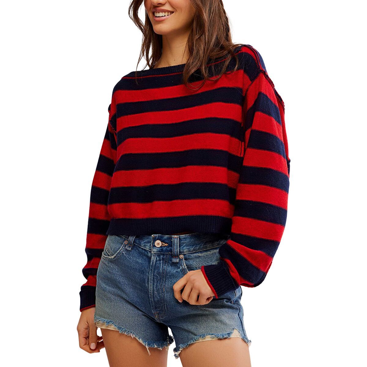 Image of Free People We The Free Into The Blue Pullover - Women's Red Combo, XS