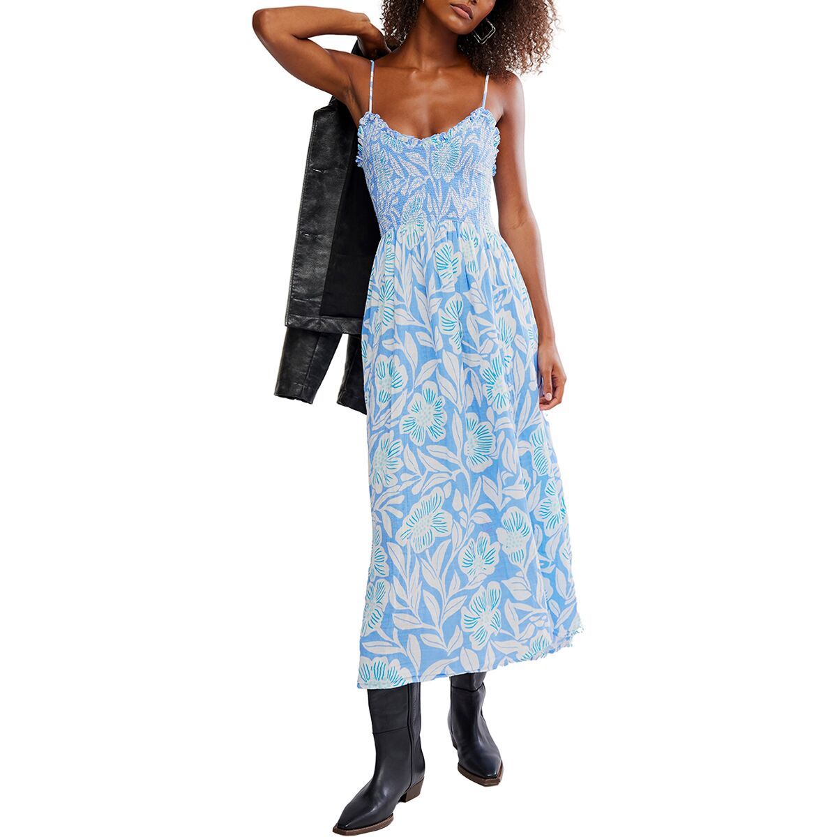 Image of Free People Sweet Nothings Midi Dress - Women's Blue Vista Combo, XL
