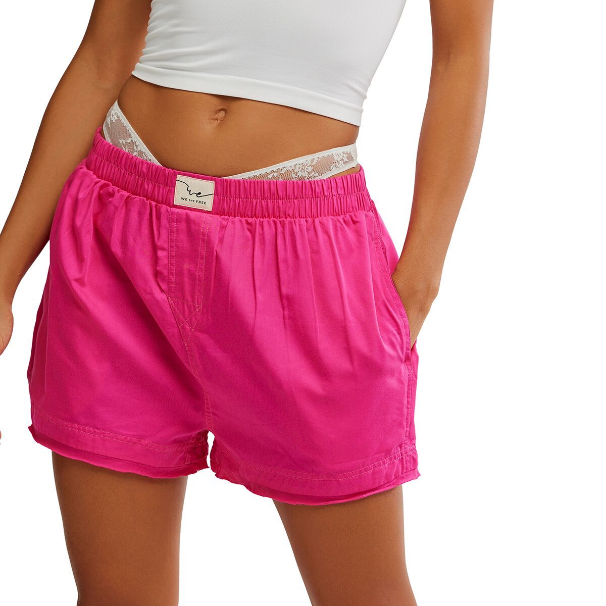 Image of Free People Day To Day Solid Boxer - Women's Pink Peacock, XL
