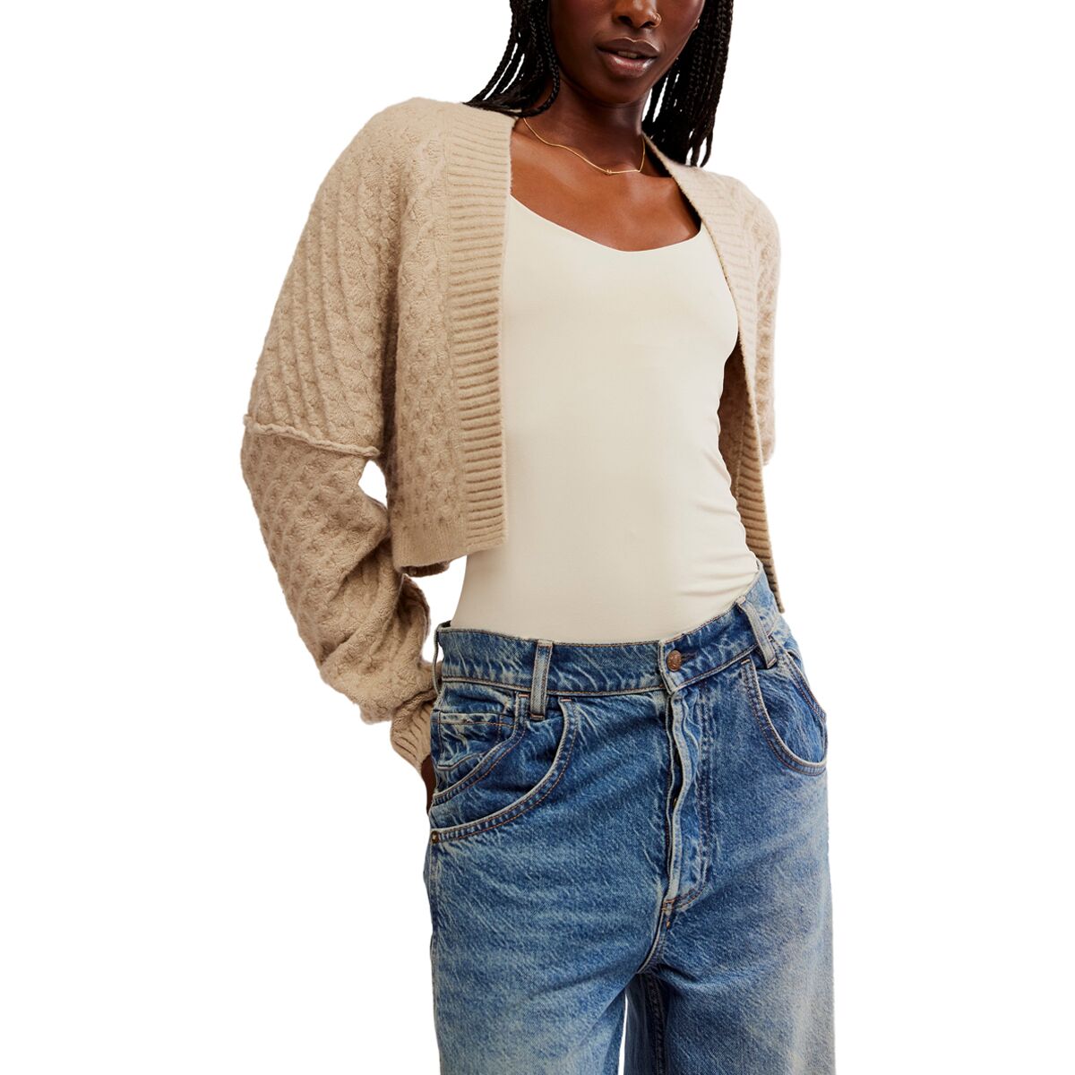 Image of Free People Marlowe Cardi - Women's Feather Grey, XL