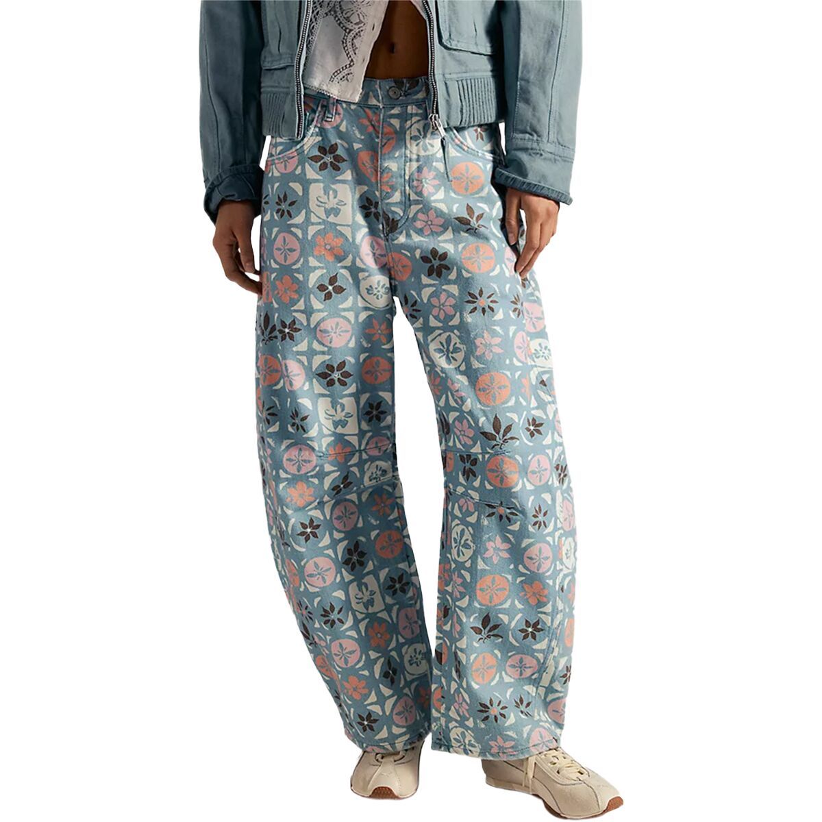 Image of Free People Good Luck Printed Barrel Pant - Women's Jade Combo - Ditsy B, 26