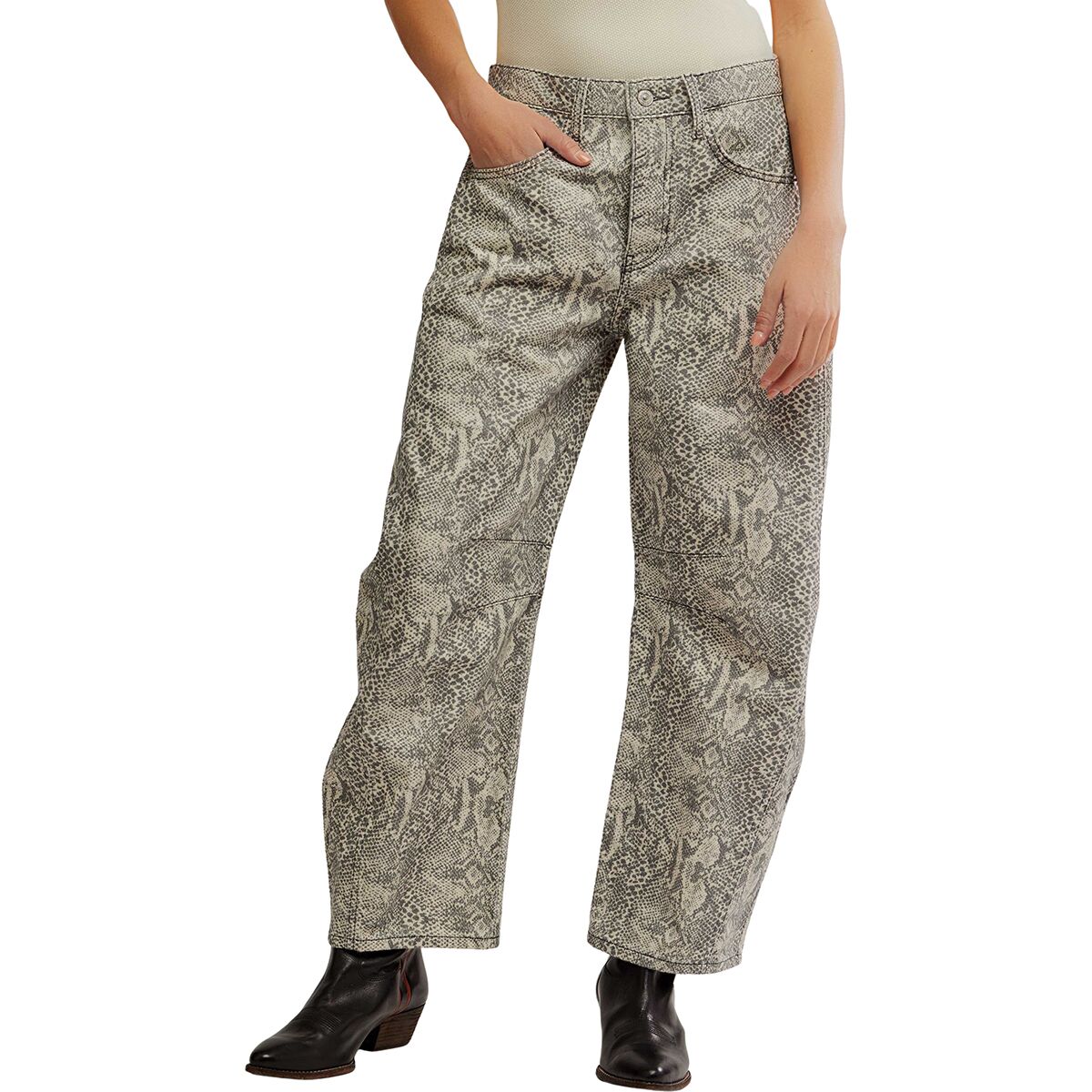 Image of Free People Good Luck Printed Barrel Pant - Women's Snake Combo, 28