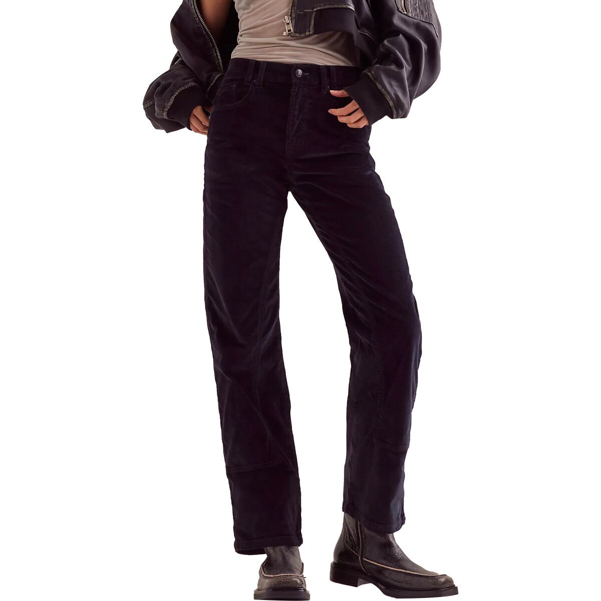 Image of Free People Risk Taker Cord Straight Pant - Women's Jet Black, 30