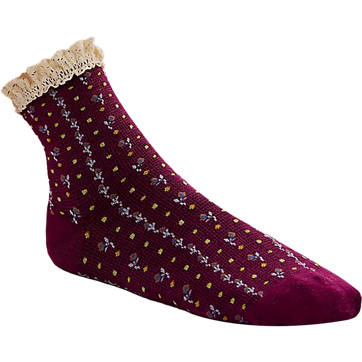 Image of Free People Rosebud Waffle Knit Ankle Sock - Women's Dahlia, One Size