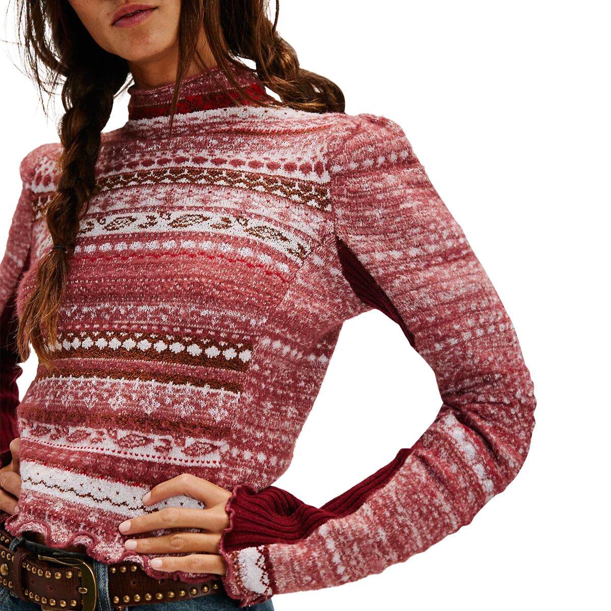 Free People Free People Bali Juniper Turtle Neck Sweater - Women's Rhubarb Combo, M