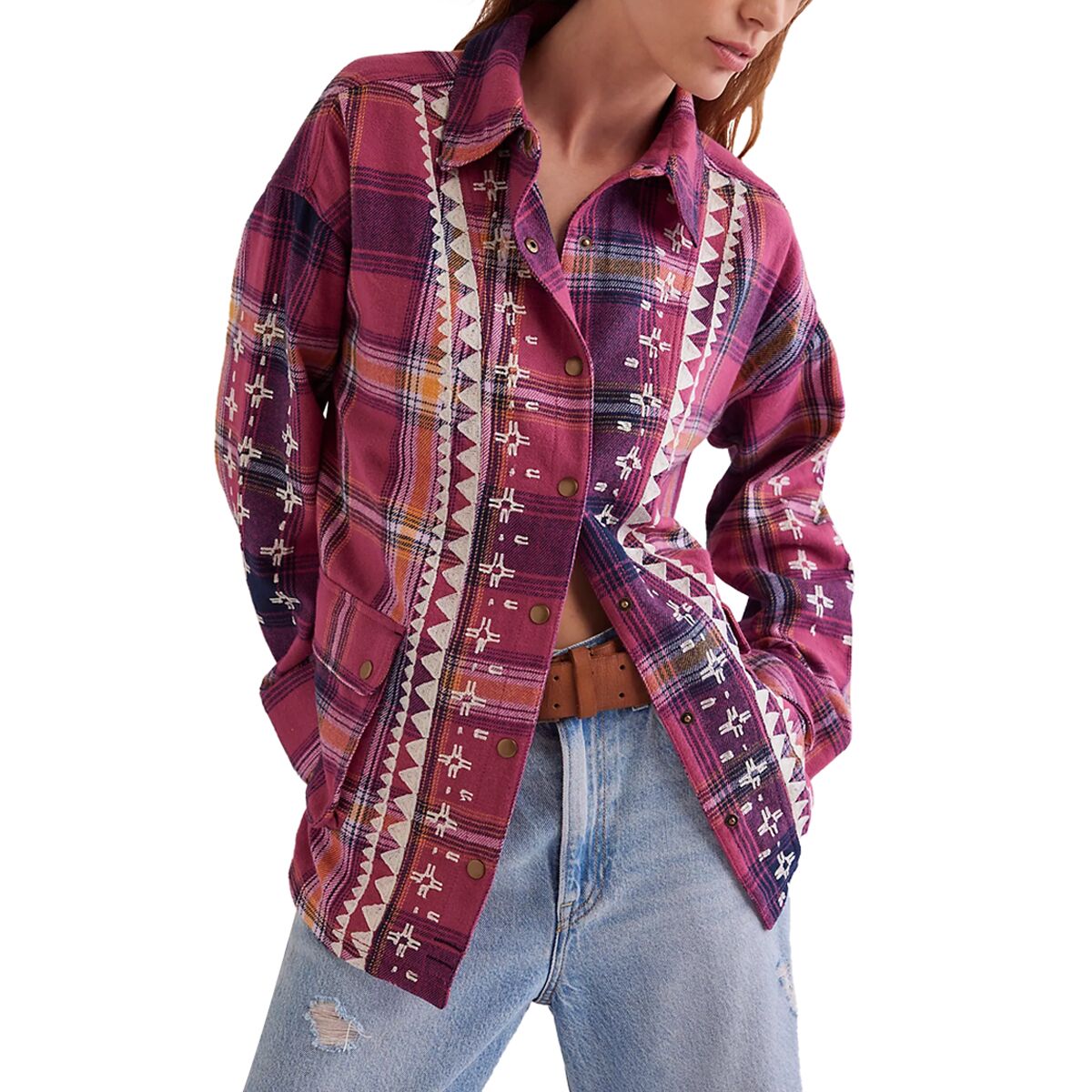 Free People Free People Nordic Chill Shirt Jacket - Women's Painted Hills/Berry, XS