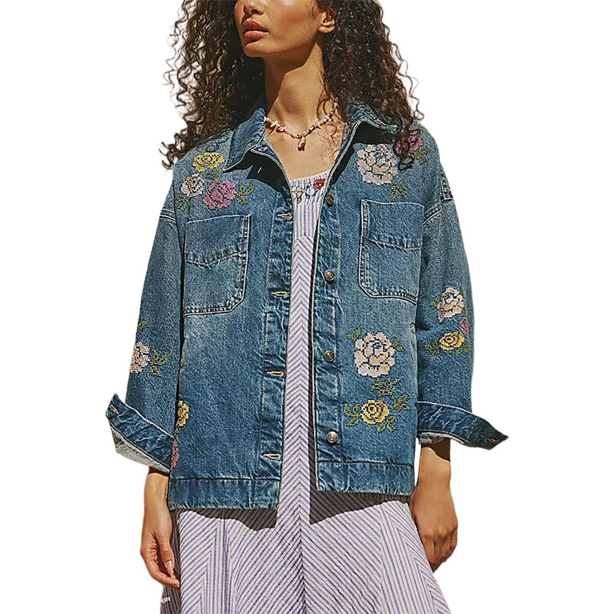Image of Free People Madison City Embroidered Jacket - Women's Cowboy Romance, L