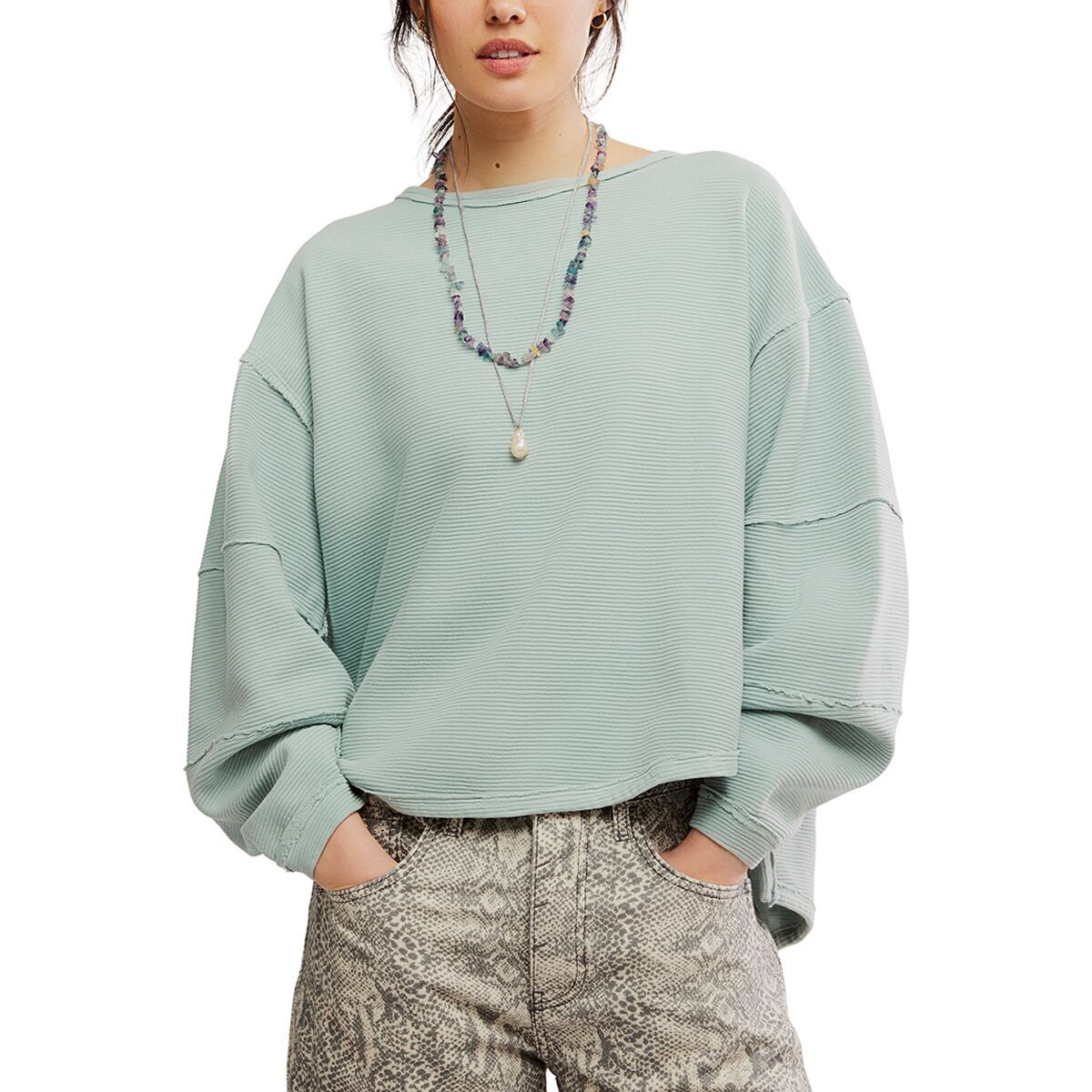 Image of Free People Total Eclipse T-Shirt - Women's Polor Fog, XL