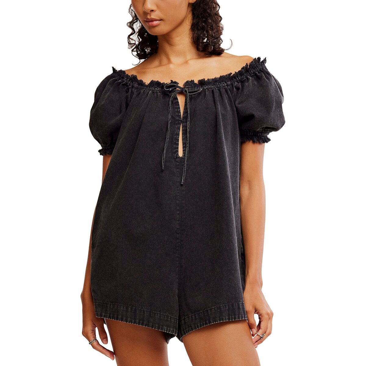 Image of Free People Daisy Denim Babydoll Romper - Women's Star Crossed, S