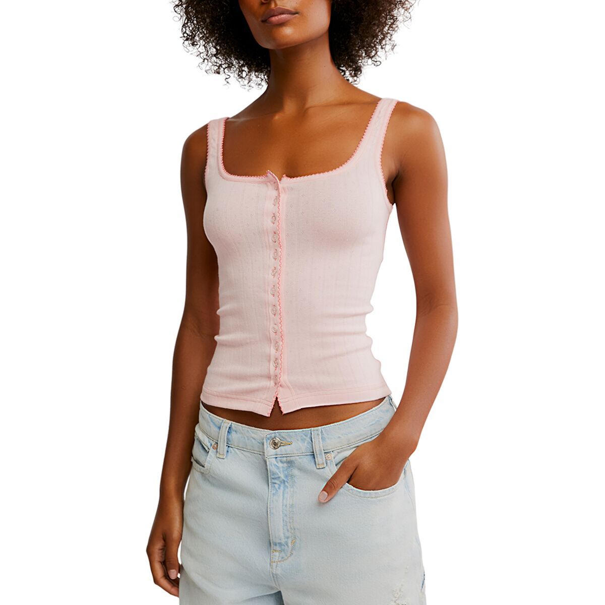 Image of Free People End Game Pointelle Tank Top - Women's Blossom, XL