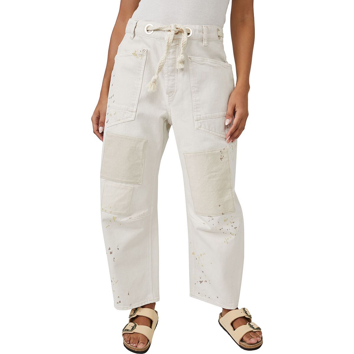 Free People Moxie Low-Slung Pull-On Barrel Pant - Women's White, 27