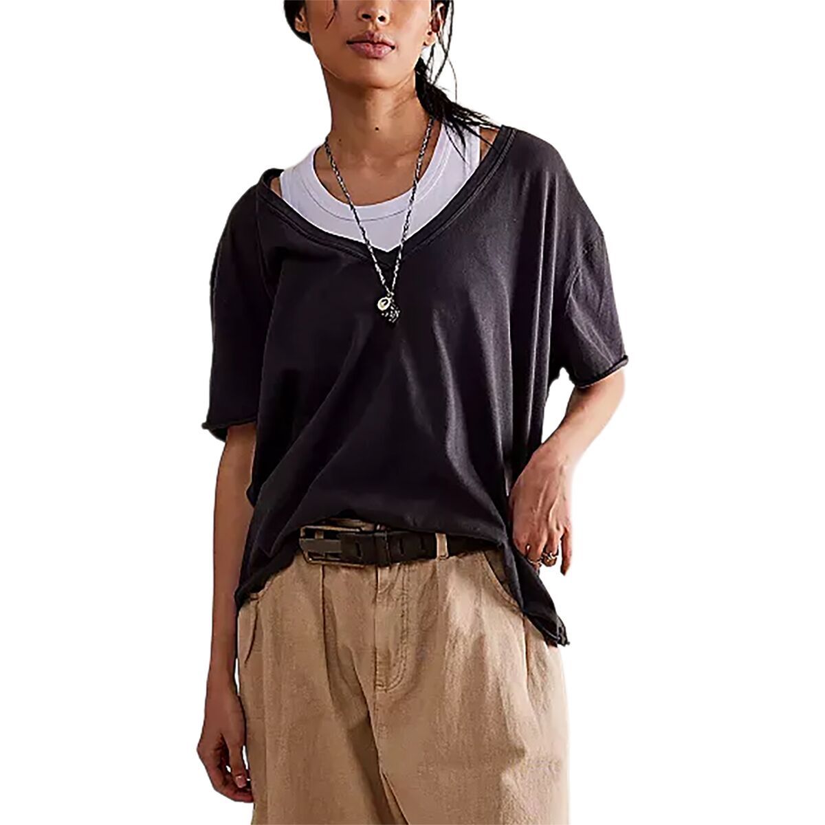 Image of Free People Nina Tee V - Women's Black, L