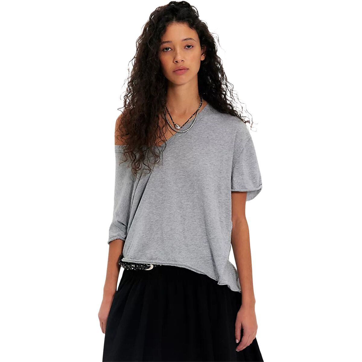 Image of Free People Nina Tee V - Women's Heather Grey, XL