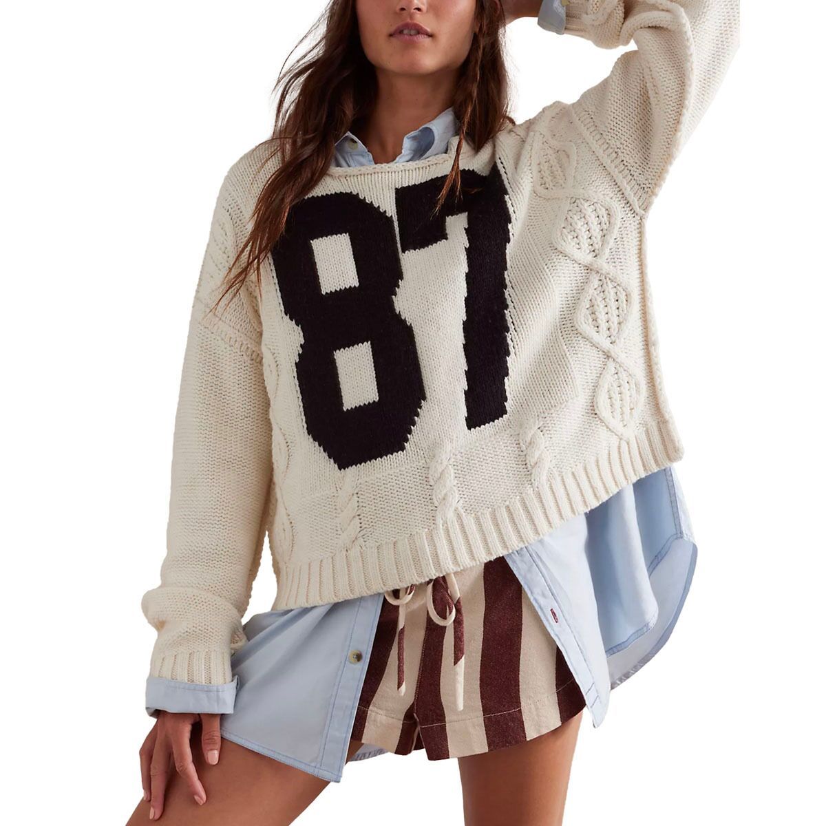 Image of Free People We The Free 87 Pullover - Women's White Combo, XS