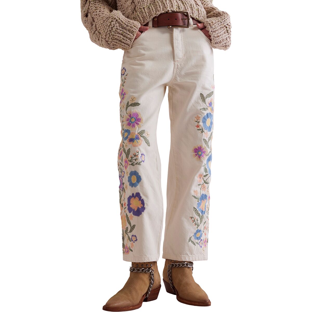 Free People Free People Willow Floral Embroidered Pant - Women's Ecru, 26