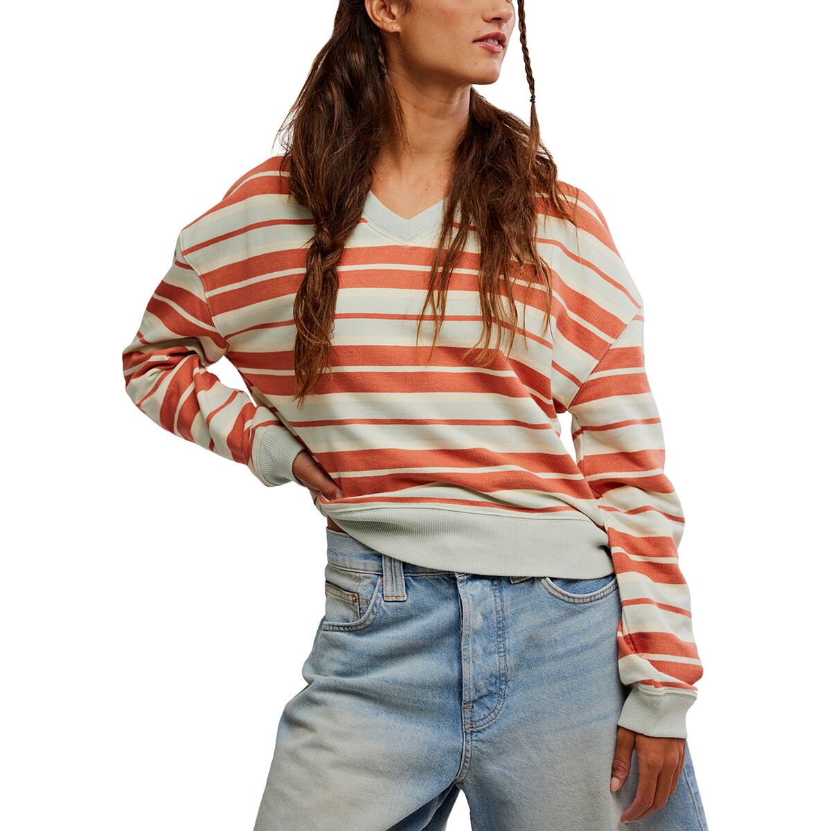 Free People Free People Classic Striped Shrunken Sweatshirt - Women's Bruschetta Combo, XS