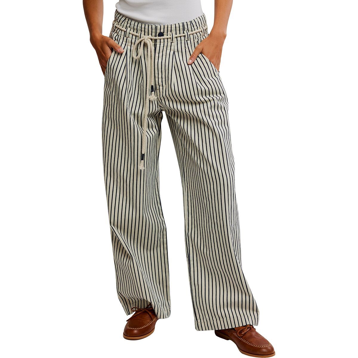 Image of Free People Dakota Cinched Pull On-Railroad Pant - Women's Washed Railroad, S